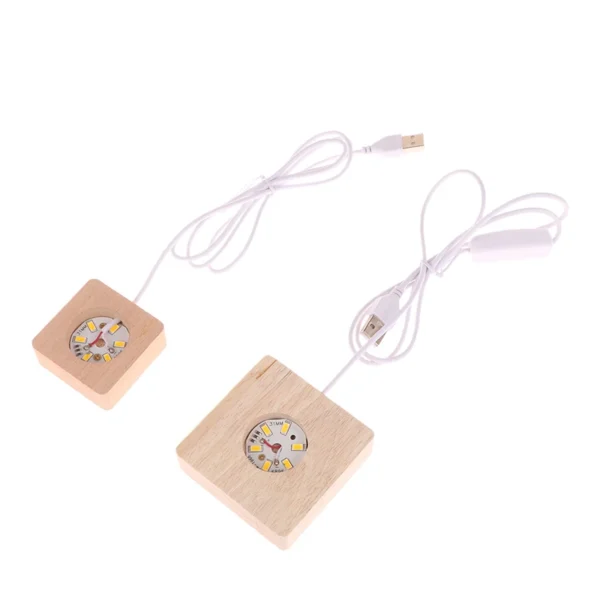 5/6/7/8/9/10CM Led Solid Wood Lamp Square Night Light Usb Lamps Holder Diy Lights Holder Desktop Ornaments Decorative Lamp - Image 5