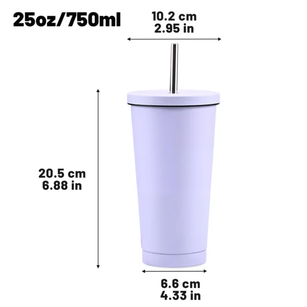 25oz Insulated Water Bottle, Wide Mouth Stainless Steel Tumbler With Lid, Leak Proof Double Wall Vacuum Flask, 24h Cold, Silicon - Image 2