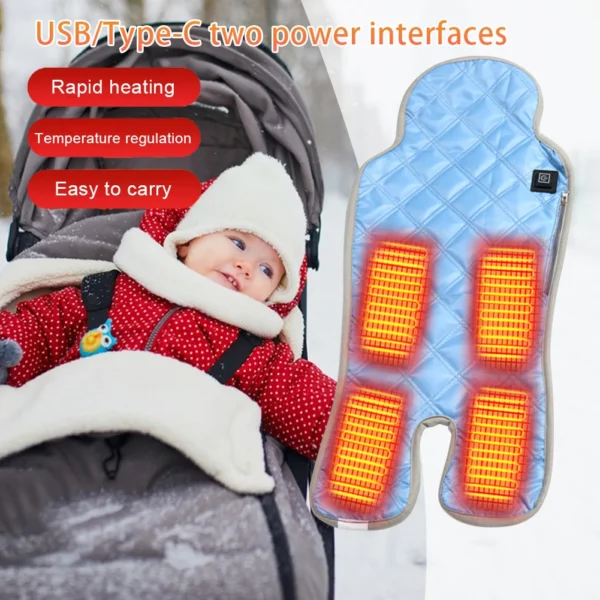 Stroller Heated Chair Pad 3 Temperature Levels Baby Car Seat Heating Pad Waterproof Baby Car Warm Cushion for Baby High Chair - Image 2