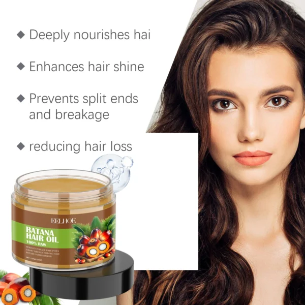 EELHOE Batana Hair Oil Anti Split Ends Dense Hair Smoothing Nourish Scalp Strengthening Keratin Hair Straightening Vitamin E Oil - Image 6