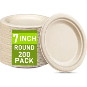 Small Paper Plates Bulk 7 inch Paper Plates 200 Count 100% Compostable Plates Eco Friendly Recycled Paper Plates Mini Dessert P