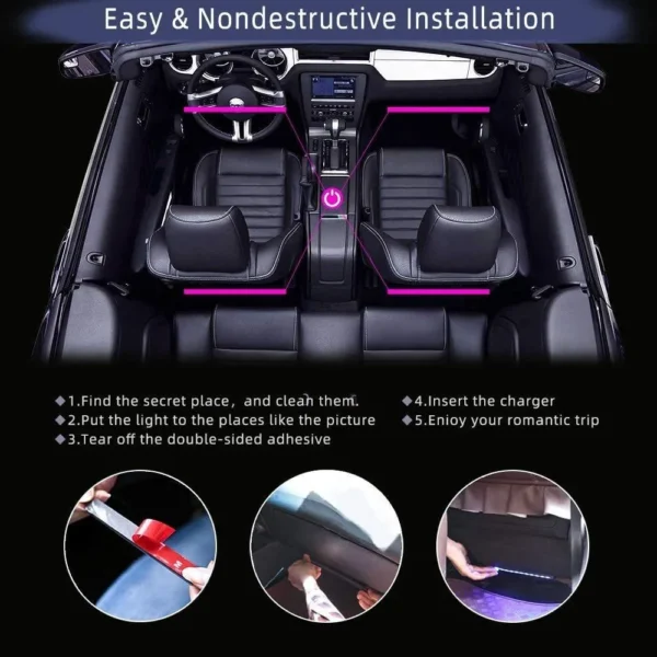 RGB Automotive Atmosphere Decorative Lamp Led Interior Light Strip Car Foot Ambient Lights with USB Cigarette with Remote Voice - Image 4