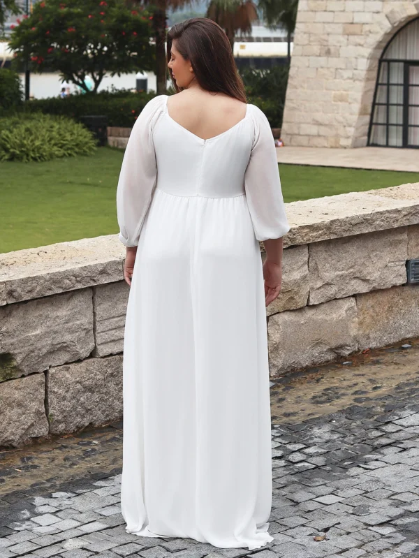 Women's Sexy Lace Maxi Evening dress Gown Off Shoulder Lantern Sleeve High Waist Women Dress Flowy Hem White Elegant Long Dress - Image 3