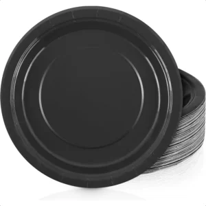 72 Pieces 9 Inch Black Paper Plates Disposable Heavy Duty Paper Plates Sustainable Dinner Dessert Plates Decorative Paper Plate