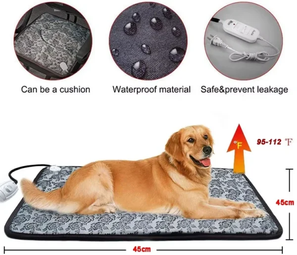 Pet Heated Mat Dog Temperature Adjustable Dog Heating Pad Waterproof Electric Heating Pad Timer Dog Sleeping Supply waterproof ﻿ - Image 3