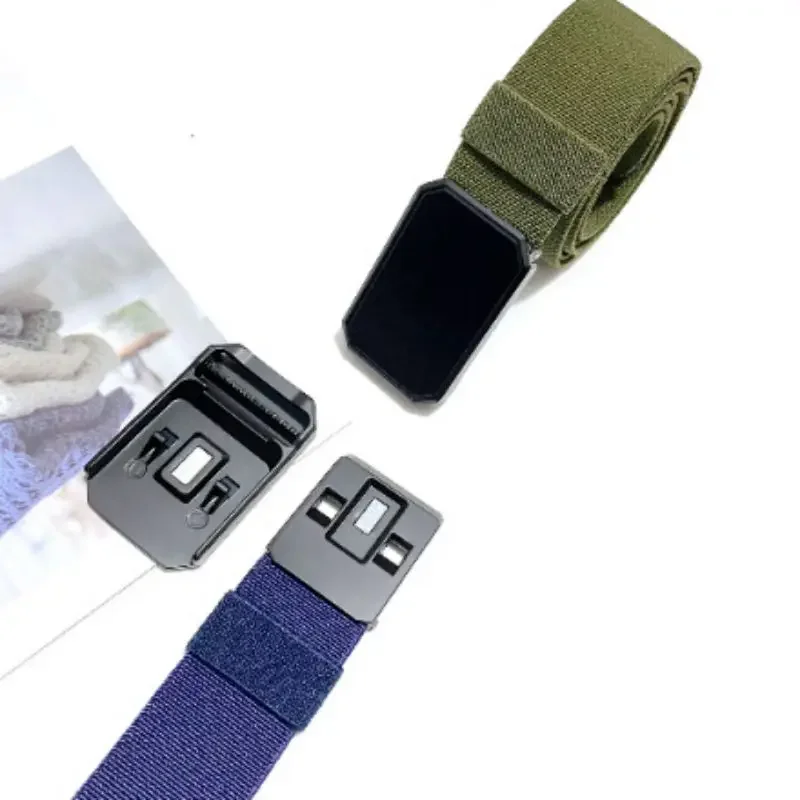 Men's Belt With Magnet Buckle Men's Outdoor Travel Magnetic Tactical Belt No Metal Automatic Magnetic Buckle Nylon Belt - Image 5