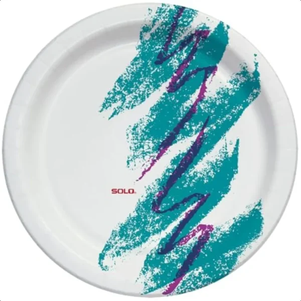 SOLO 10" Large Paper Plates Jazz 90s Nostalgic Print Pack of 55ct Paper Plates - Image 2
