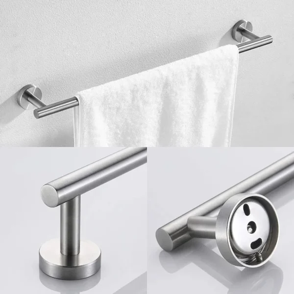 3Piece Bathroom Hardware Set with Toilet Paper Holder Towel Ring Adjustable Towel Bar Wall Mount Bath Accessory Set RT - Image 2