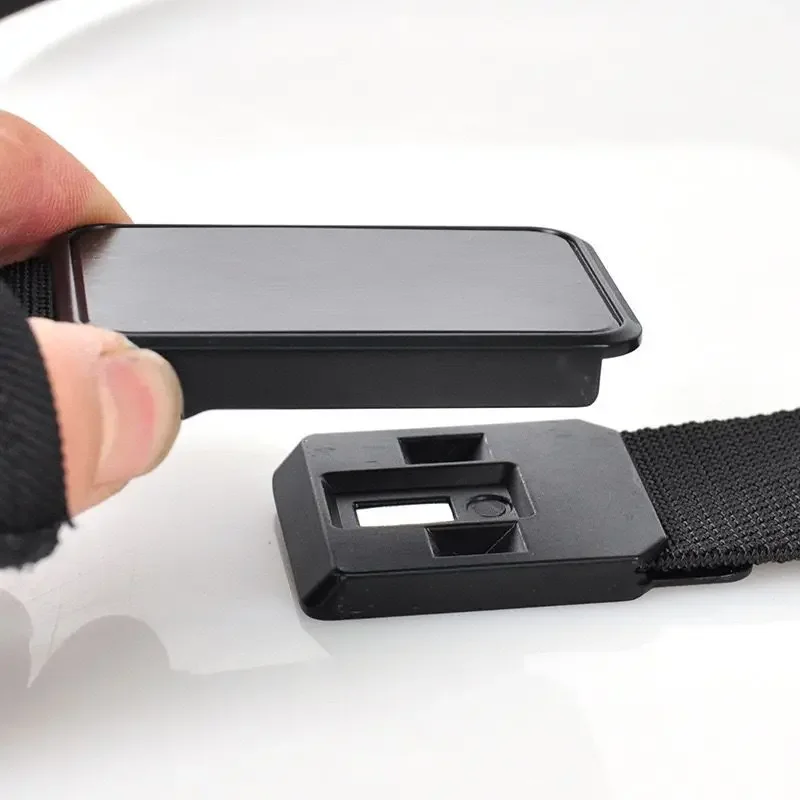 Men's Belt With Magnet Buckle Men's Outdoor Travel Magnetic Tactical Belt No Metal Automatic Magnetic Buckle Nylon Belt - Image 3