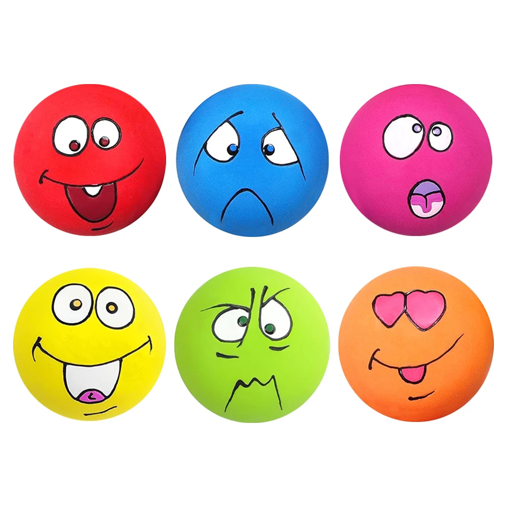 6Pcs Smile Face Squeaky Dog Toys Soft Latex Dog Squeaky Toys Bouncy Cute Face Pet Dog Toys for Small Medium Puppy Pet Dogs - Image 7