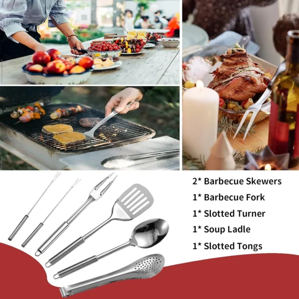 Portable Camping Kitchen Utensil Set-27 Piece Cookware Kit, Stainless Steel Outdoor Cooking and Grilling Utensil Organizer - Image 5