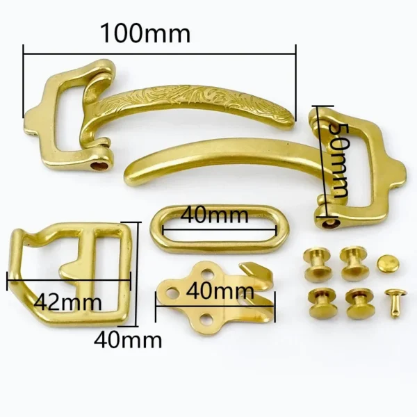 40mm Belt Buckle for Men Solid Brass Cavalry Waistband Buckles Rivet Screws Belts Clip Clasp Leather Band Head  Hook Accessories - Image 4