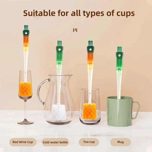 5 In 1 Water Bottle Cleaning Brush Bottle Gap Cleaner Mug Cup Washing Brush Kitchen Cleaning Tool  Baby Bottle Brush - Image 3