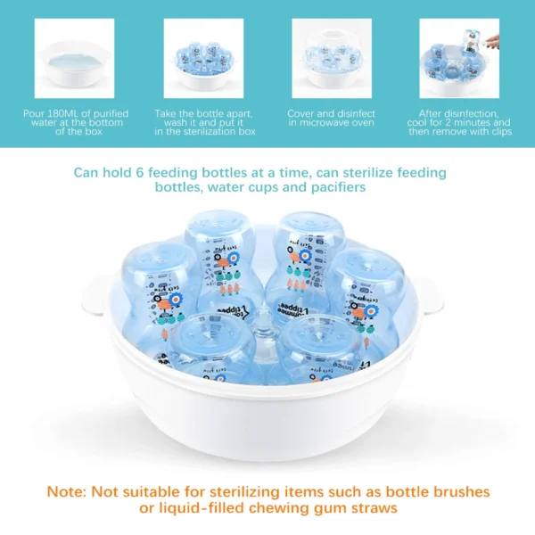 Microwave Steam Sterilizer for Baby Bottles Temperature Nipple Sterilizer Bottle Holder Storage Box Baby Bottle Warmer BPA Free - Image 6