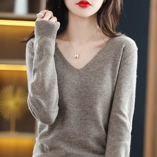 Women Sweater 2025 Spring Autumn Warm Winter Slim Fit Bottoming Shirt  V-neck Korean Knitted Tops Casual High Strecth Jumpers - Image 5