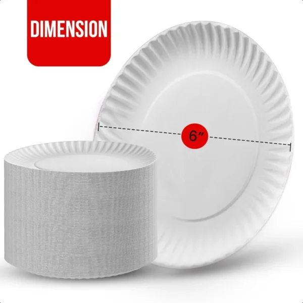 Small Paper Plates [100Pack] 6Inch Round White 6 Inch Paper Plates Lightweight Uncoated Disposable Plates For Crafts Events Pro - Image 3
