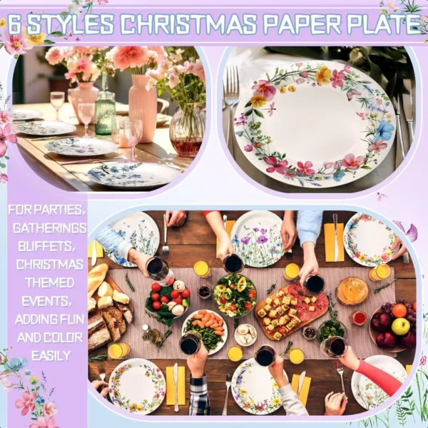 96 Pcs Spring Wildflower Paper Plates Disposable 7 Inch Floral Dinner Plates for Spring Summer Tea Party Birthday Party Decorat - Image 6