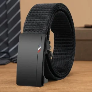 Men's Outdoor Leisure Sports Belt, Desdentado liberação rápida, fivela automática, preto, qualidade