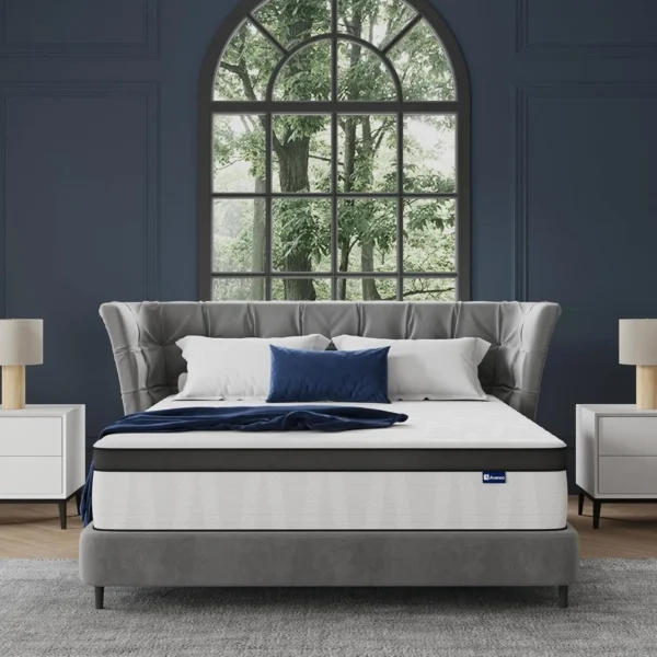 10/12/14 Inch King Size Mattress, Hybrid Mattress in a Box with Independent Spring, Soft and Comfort Medium Firm King Mattresses