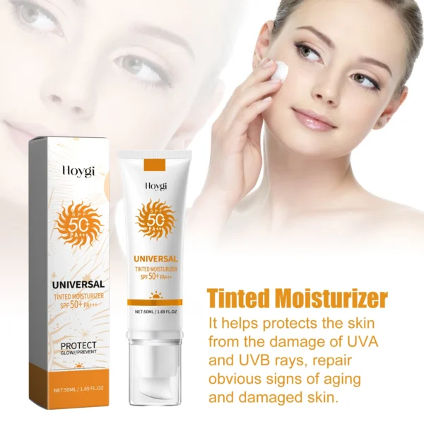 Hoygi Face Sunscreen Foundation Cream Outdoor Protects Face Sunblock Moisturizing Glowing Repair Damaged Skin Spf50+ Cream - Image 3
