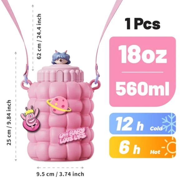 18oz Insulated Stainless Steel Tumbler With Strap, Leak Proof Double Wall Vacuum Sealed Travel Coffee Mug, Reusable Thermal Cup, - Image 2