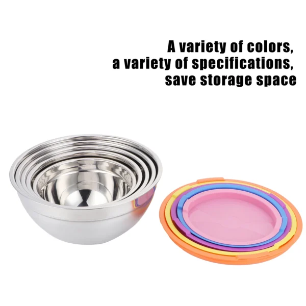 Food Storage Bowl 5pcs/set Stainless Steel Mixing Bowl Food Storage Preservation Box with Lids Cookware for Home Kitchen - Image 6