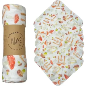 Reusable Paper Towels 12 Pack Washable 100% Cotton Flannel Towels w Cardboard Roll Mushroom Kitchen Towels Paperless Dishcloths