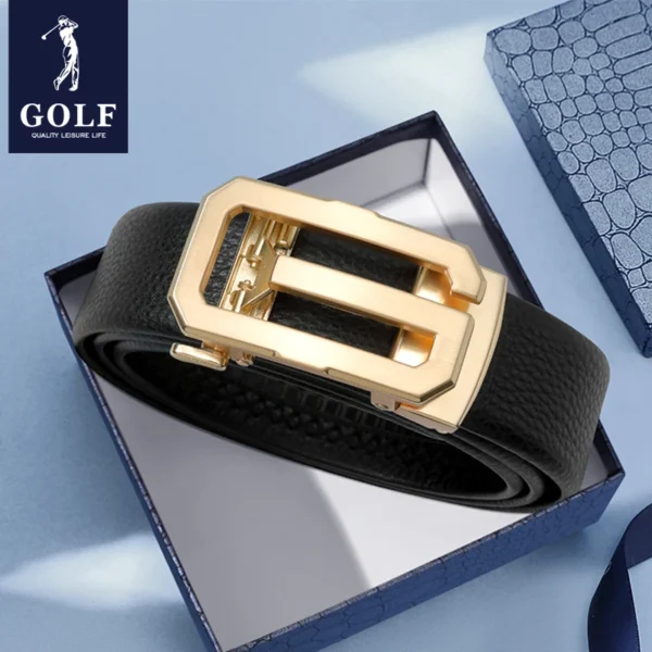 GOLF Men Belts Real Leather Black Man Belt Automatic Buckle 130cm Fashion Mens Trousers Belt Waist 110 120cm Mens Gifts with Box - Image 2