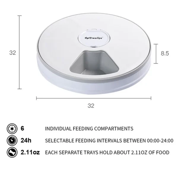Automatic Feeder Pet Dog Round Timing Feeder 6 Meals 6 Grids Cat Dog Electric Dry Food Dispenser 24 Hours Feed Pet Supplies - Image 4
