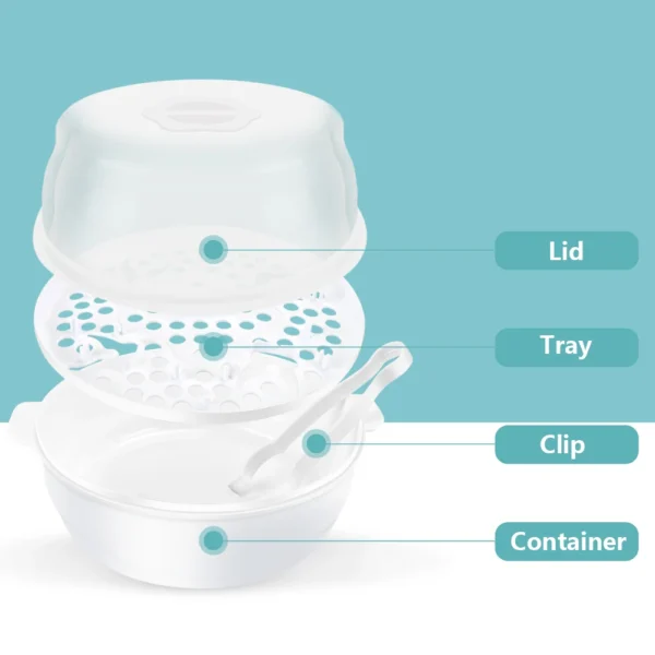 Microwave Bottle Sterilizer Set Steam Sterilizer Fits 6 Baby Bottles for Baby Bottles Pacifiers Cups Disinfect in 2-6 Minutes - Image 6