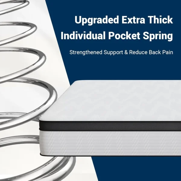 10/12/14 Inch King Size Mattress, Hybrid Mattress in a Box with Independent Spring, Soft and Comfort Medium Firm King Mattresses - Image 4