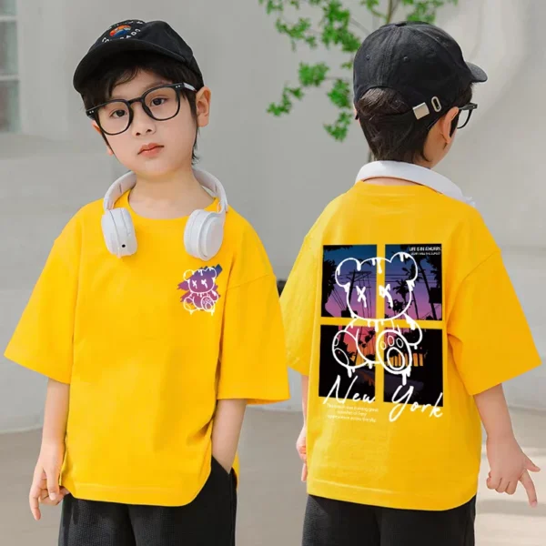 Korean Children's Clothes 2025 Summer Tops Art New York City Graphic T Shirts Cotton Baby Boys Short Sleeves Shirt Kids Clothes - Image 4