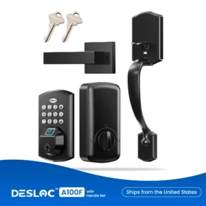 DESLOC Electronic Keypad Door Lock with Handle Set,Keyless Entry Smart Lock for Front Door,Electronic Deadbolt,12 Months Battery