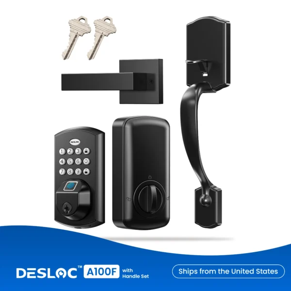 DESLOC Electronic Keypad Door Lock with Handle Set,Keyless Entry Smart Lock for Front Door,Electronic Deadbolt,12 Months Battery