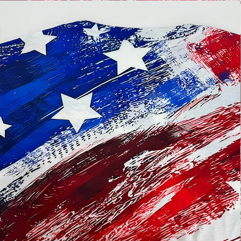 Large Size Casual Fashion Red Women's Gradient Digital Geometric Print Short-sleeved V-neck Loose Fit Comfortable Pencil Skirt D - Image 4