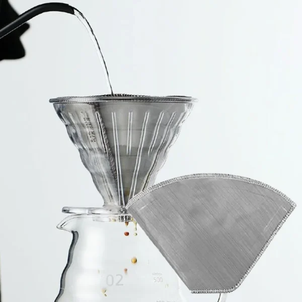 Stainless Steel Coffee Filter Paper Reusable Pour Over Coffee Filter Easy Clean Washable Eco-Friendly for Household Products - Image 5