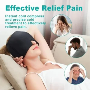 360 Massage Migraine Relief Hat Stress Relief Eye Mask Gel Hot Cold Therapy ache Pain Relief Cap Ice  Wrap for ache and Puffy E