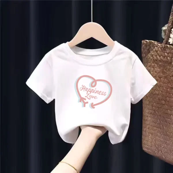 New Summer Tops for Children, Round-neck Short-sleeved Base Shirts for Both Boys and Girls Kids Clothes - Image 2