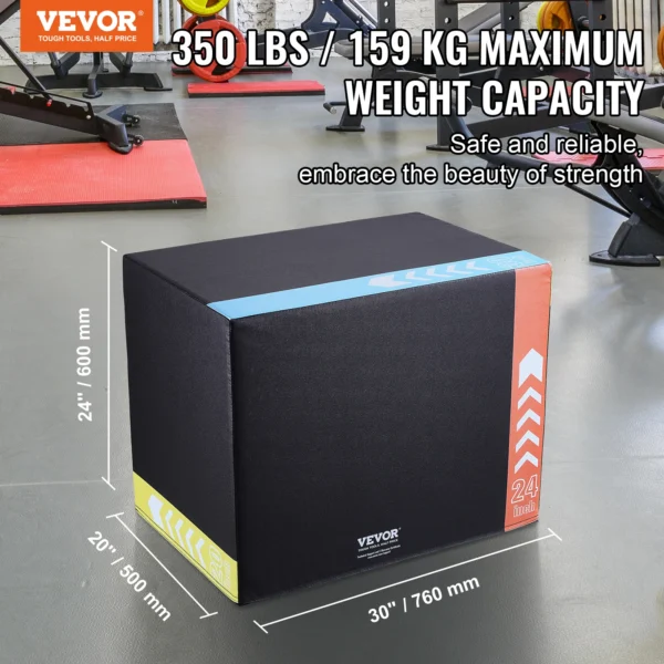 VEVOR 3 in 1 Foam Plyometric Jump Box Jumping Exercise Jumping Trainer Agility Anti-Slip Fitness  Step Up Box Home Gym Training - Image 2