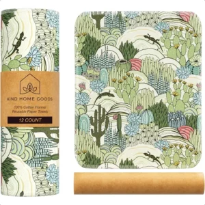 Reusable Paper Towels 12"x10 Soft Absorbent 100% Cloth Paper TowelsWashable Paper Towels Rolls w Cardboard RollReusable Napkins