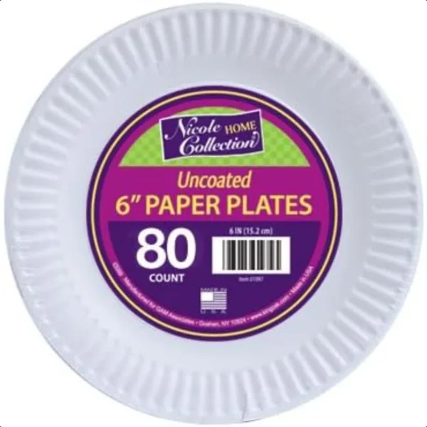 White 6" Paper Plates 80 Count - Image 3