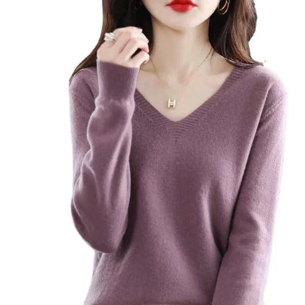 Women Sweater 2025 Spring Autumn Warm Winter Slim Fit Bottoming Shirt  V-neck Korean Knitted Tops Casual High Strecth Jumpers - Image 3