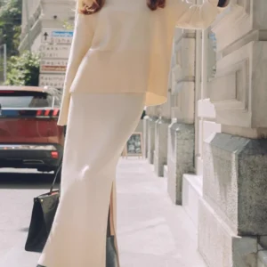 Knitted Sweater Set for Women Fashion 2025 Autumn and Winter New Arrival Elegant Loose Solid Color Sweater Open Front Skirt Set