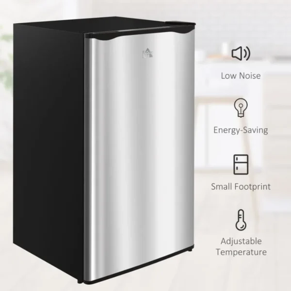 HOMCOM 3.2 Cu.Ft Mini Fridge with Freezer Single Door Compact Refrigerator with Adjustable Thermostat Shelf and Reversible Door - Image 5