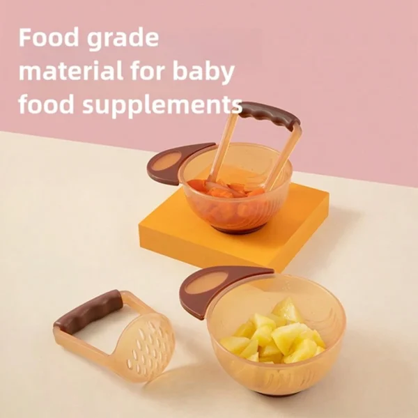 2/3 Pcs Baby Food Grinding Bowl Set Manual Fruit Puree Maker Food Processing Bowl & Grinder With Baby Fruit Feeder Pacifier - Image 4