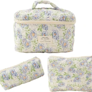 Cosmetic Bags for Women(3 pcs) Cute Floral Makeup Bag, Organizer Storage Make Up Bag,Travel Toiletry bags,Handbags Purses