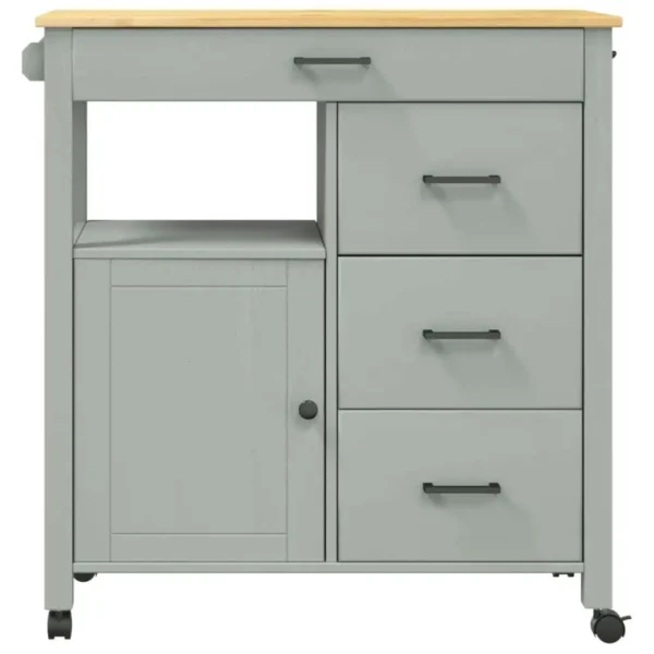 Sturdy Kitchen Utility Cart Solid Pine Wood Construction 33.1x15.7x35.4 inches Multi-Purpose Storage Trolley - Image 5