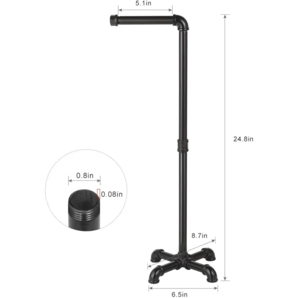 Heavy Duty Freestanding Toilet Paper Holder | Industrial Bathroom Tissue Roll Dispenser Stand with Base, Black - Image 2