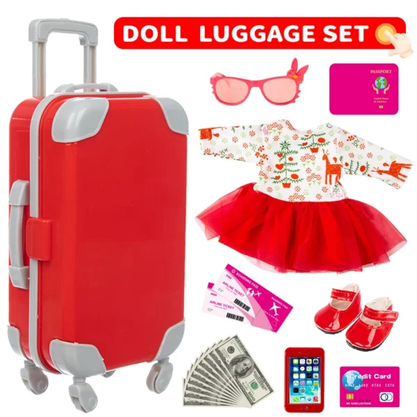 18Inch/45CM Doll Dress Phone Sunglasses Lovely Travel Suitcase Set Girl Doll Outfit Clothes Coat Hoodie Baby Toys Girl's Gifts - Image 6