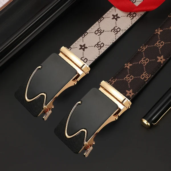Men belt Leather Belt Metal Alloy Automatic Buckle Brand Luxury Design Waist Belts for Men Strap Male - Image 3